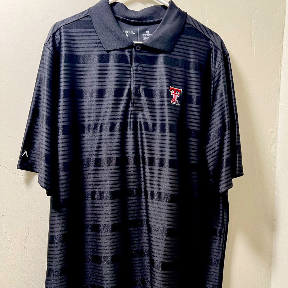 Antigua Men’s golf polo, collegiate collection, Texas Tech; Color: Black